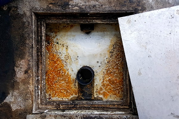 signs that a grease trap needs cleaning include foul odors and slow drainage